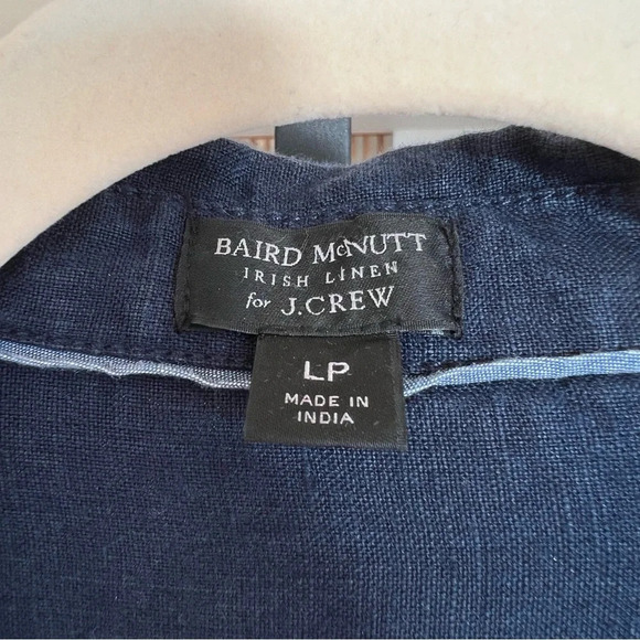 J. Crew Baird McNutt Relaxed Linen Shirt Dress Navy Blue Petite Large Beach - Picture 4 of 7
